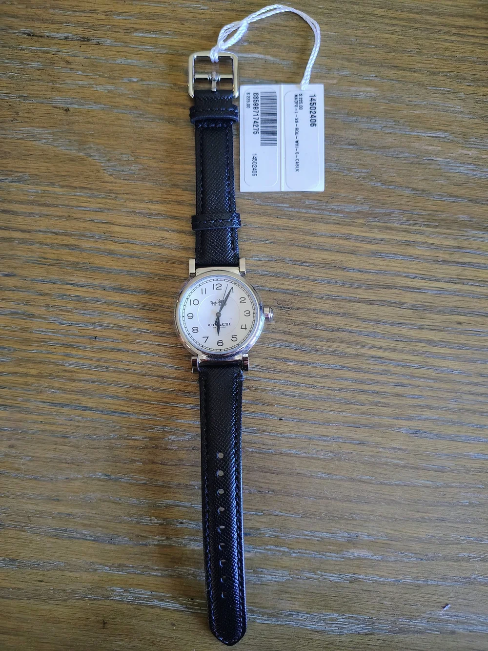 NWT Coach Madison Women's Black Leather Watch White Dial 14502406